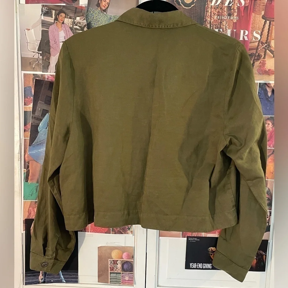 Eileen Fisher Button Front Shirt Crop Green Size SP - Picture 7 of 10